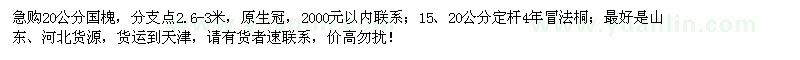 求購15、20公分國槐