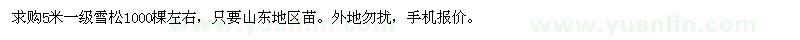 求購5米一級雪松1000棵左右