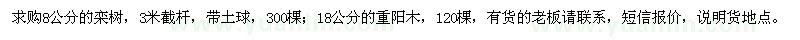 求購8公分的欒樹,18公分的重陽木