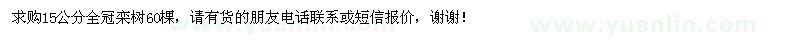 求購15公分欒樹