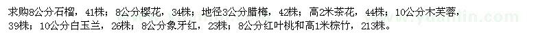 求購(gòu)石榴,櫻花,茶花,白玉蘭等