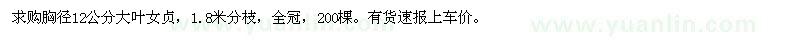 求購胸徑12公分大葉女貞