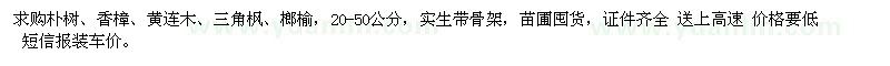 求購(gòu)20-50公分的樸樹,香樟,黃連木,三角楓,榔榆