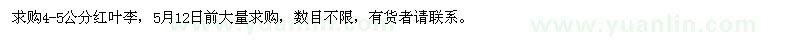 求購4-5公分紅葉李