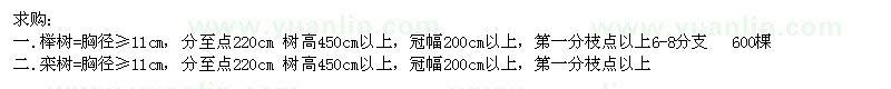 求購櫸樹、欒樹