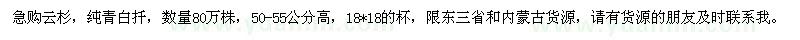 求購云杉80萬株