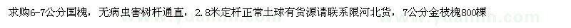 求購(gòu)6-7公分國(guó)槐