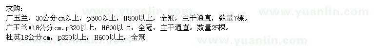 求購(gòu)廣玉蘭、杜英