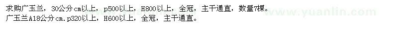求購廣玉蘭