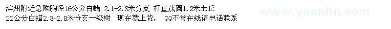 求購胸徑16公分白蠟、22公分白蠟 