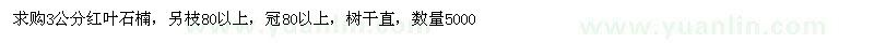 求購(gòu)3公分紅葉石楠 