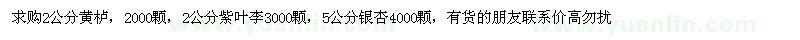 求購黃櫨 紫葉李 銀杏 