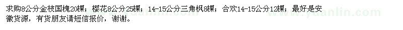 求購金枝國槐、櫻花、三角楓、合歡