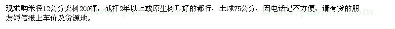 求購米徑12公分欒樹