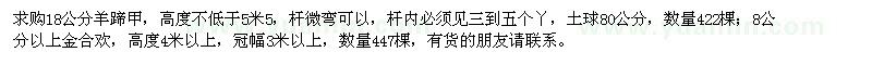 求購18公分羊蹄甲、8公分以上金合歡