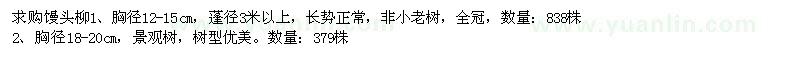 求購饅頭柳胸徑12-15cm、胸徑18-20cm