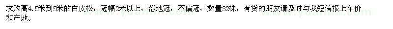 求購高4.5米到5米的白皮松