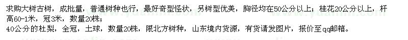 求購大樹古樹、桂花、杜梨