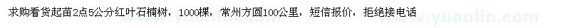 求購2點(diǎn)5公分紅葉石楠樹