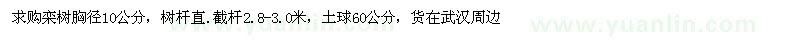 求購欒樹胸徑10公分