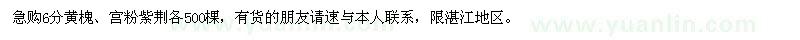 求購(gòu)6分黃槐、宮粉紫荊
