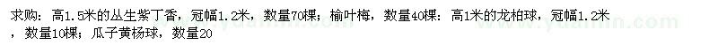 求購(gòu)紫丁香、榆葉梅、龍柏球、女貞球、山楂樹、冬青