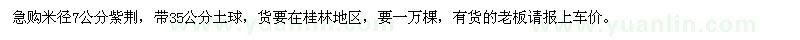 求購米徑7公分紫荊