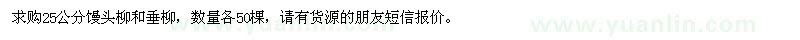 求購(gòu)25公分饅頭柳、垂柳