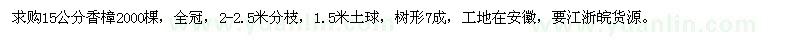 求購15公分香樟