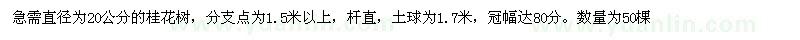 求購20到23公分的桂花樹