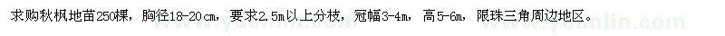 求購(gòu)秋楓地苗250棵