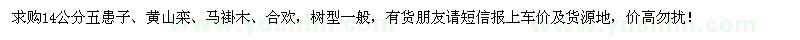 求購14公分五患子、黃山欒、馬褂木、合歡