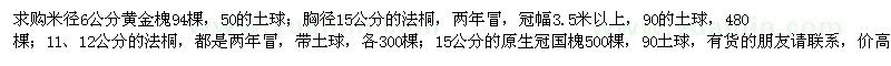 求購黃金槐、法桐、原生冠國槐