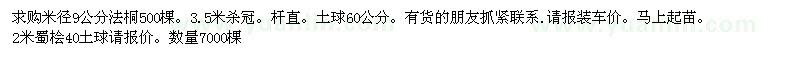 求購法桐、蜀檜 