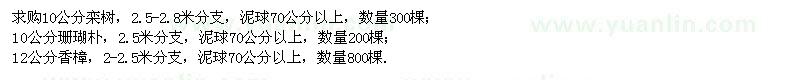 求購(gòu)10公分欒樹、10公分珊瑚樸、12公分香樟
