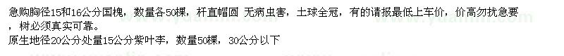求購國槐、紫葉李