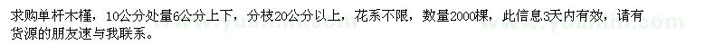 求購單桿木槿