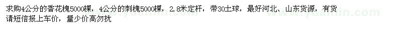 求購(gòu)4公分的香花槐、刺槐