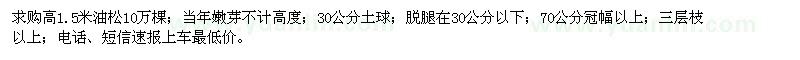 求購高1.5米油松