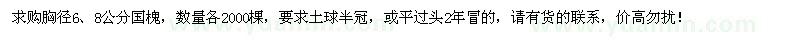 求購胸徑6、8公分國槐
