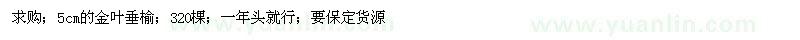 求購5cm的金葉垂榆 