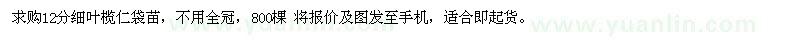 求購12分細(xì)葉欖仁袋苗