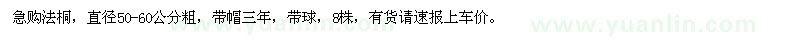 求購(gòu)急50-60公分帶帽法桐