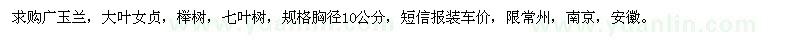求購(gòu)廣玉蘭,大葉女貞,櫸樹,七葉樹
