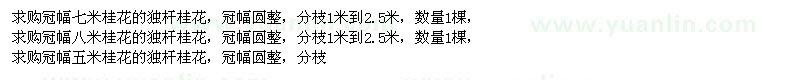 求購冠幅七,八米桂花和五米桂花