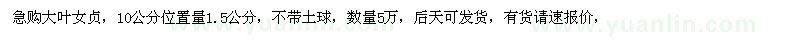 求購大葉女貞
