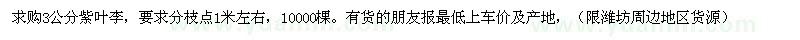求購(gòu)紫葉李