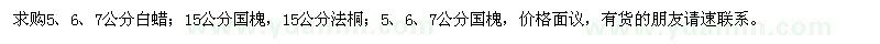 求購(gòu)白蠟,國(guó)槐,法桐