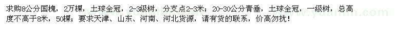 求購(gòu)8公分國(guó)槐、20-30公分青垂