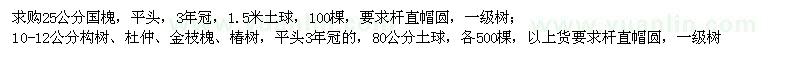 求購國槐、構(gòu)樹、杜仲、金枝槐、椿樹